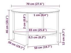 Best vidaxl Mesa de centro 70 cm vidro temperado e transparente Preto
