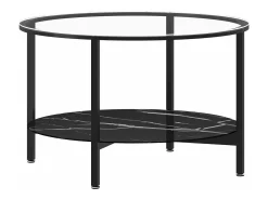 Hot Mesa de centro 70 cm vidro temperado e mármore PT818154 Preto