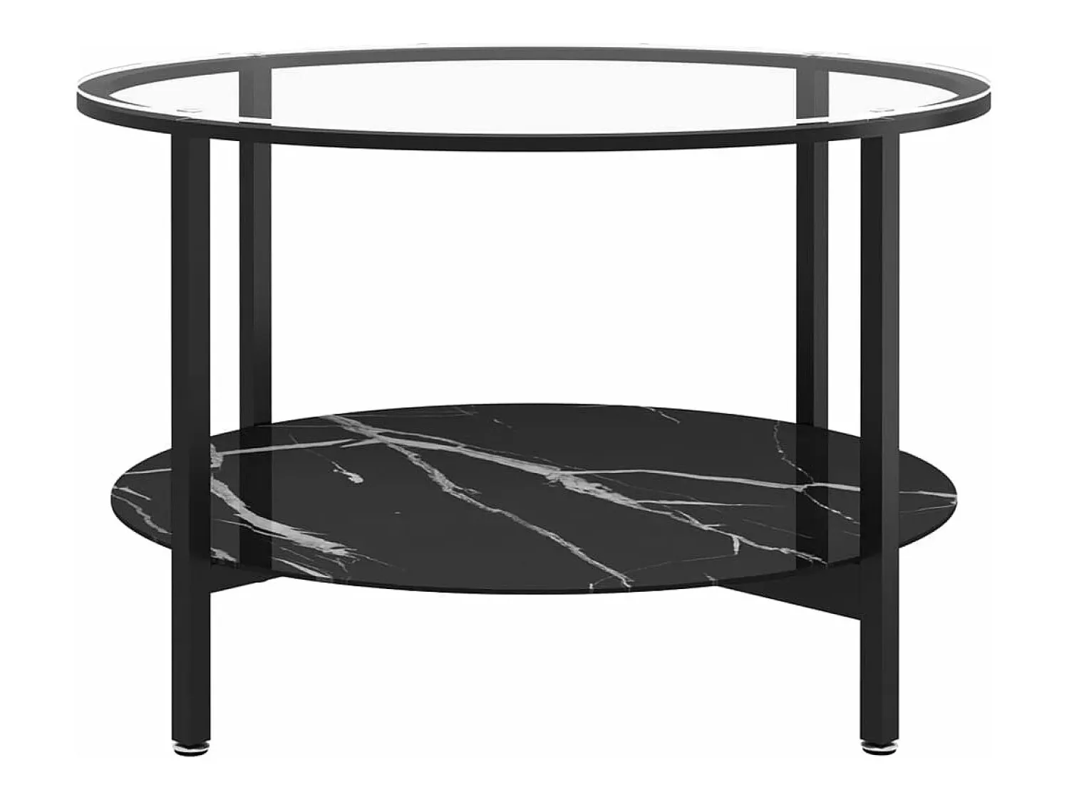 Hot Mesa de centro 70 cm vidro temperado e mármore PT818154 Preto