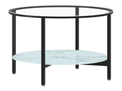 vidaxl Mesa de centro 70 cm vidro temperado e branco mármore^ Mesa De Apoio