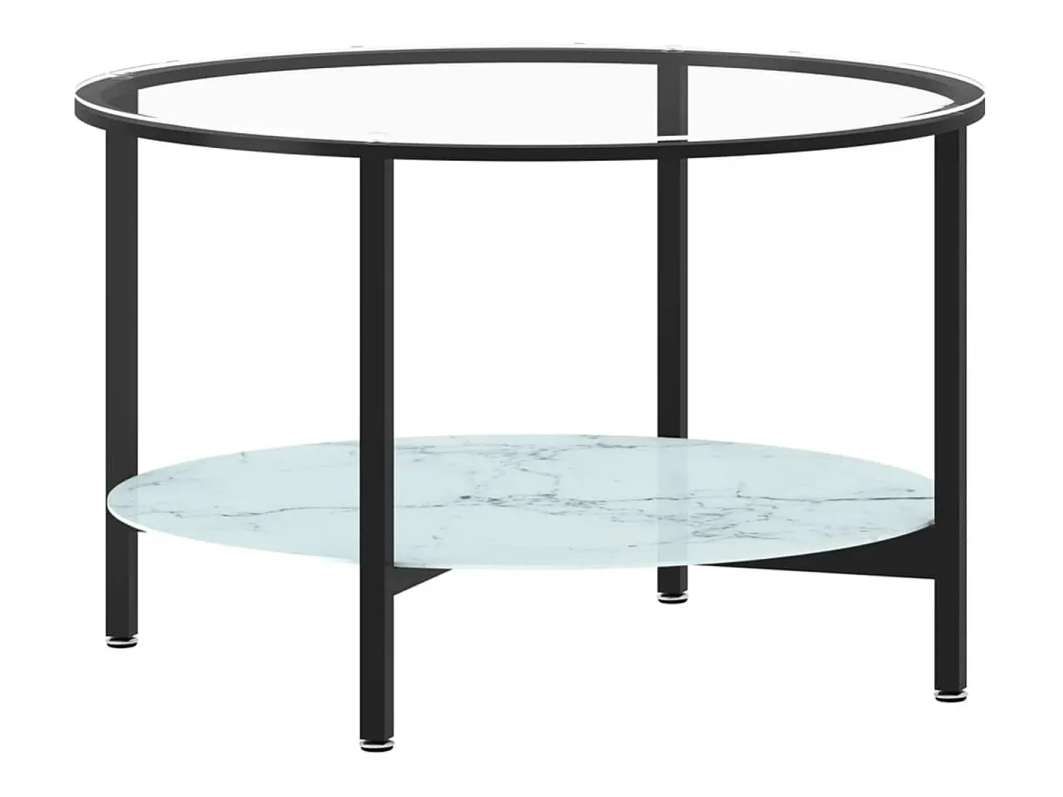 vidaxl Mesa de centro 70 cm vidro temperado e branco mármore^ Mesa De Apoio