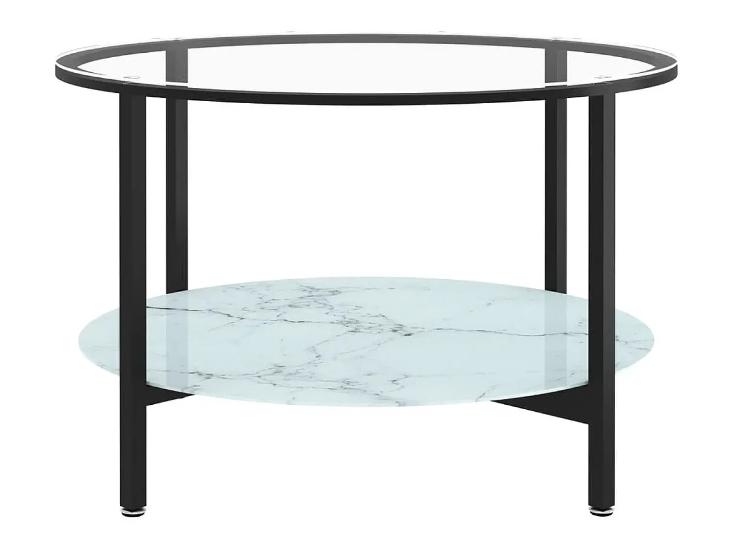 Mesa De Centro| Mesa de centro 70 cm vidro temperado e branco mármore PT442925 Preto