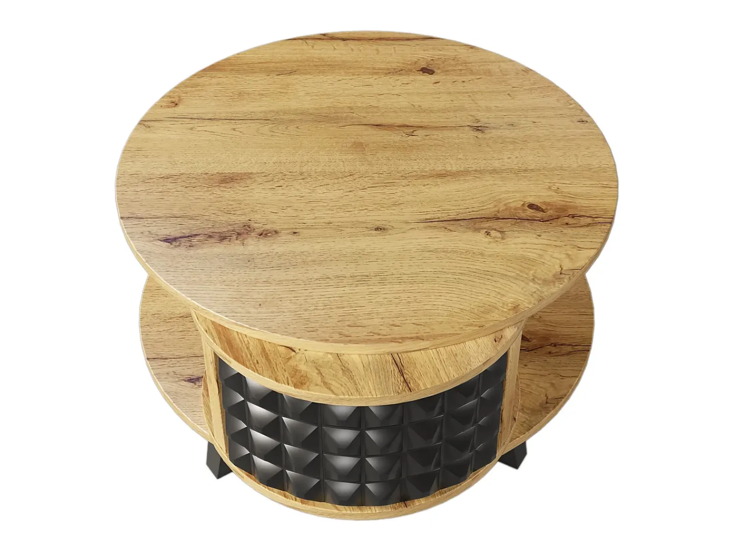 ModernLuxe Mesa de centro - com arrumação interior giratória - Natural e Preto^ Mesa De Centro