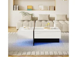 ModernLuxe Mesa de centro - com sistema de iluminação LED controlado por aplicação - Branca^ Mesa De Centro