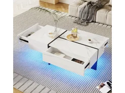 ModernLuxe Mesa de centro - com sistema de iluminação LED controlado por aplicação - Branca^ Mesa De Centro