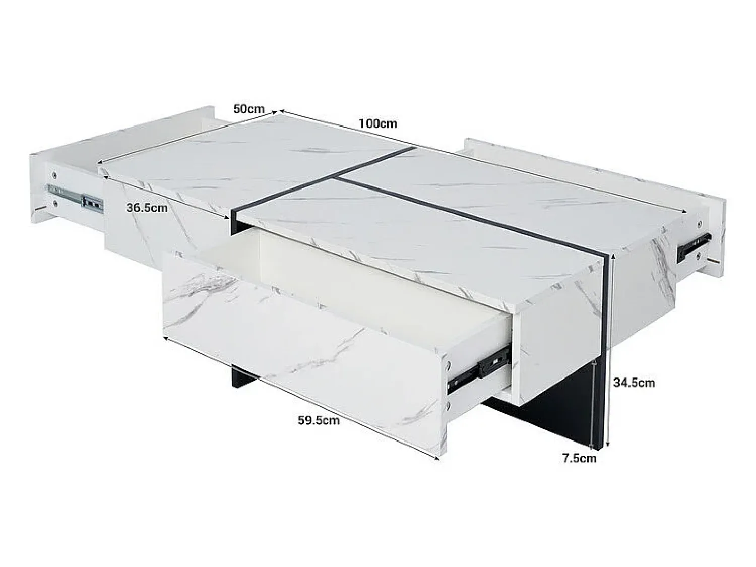 ModernLuxe Mesa de centro - com sistema de iluminação LED controlado por aplicação - Branca^ Mesa De Centro