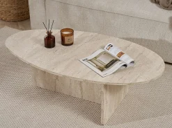 Clearance Vente-unique Mesa de centro - Efeito travertino - ISENORA Bege
