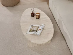 Clearance Vente-unique Mesa de centro - Efeito travertino - ISENORA Bege