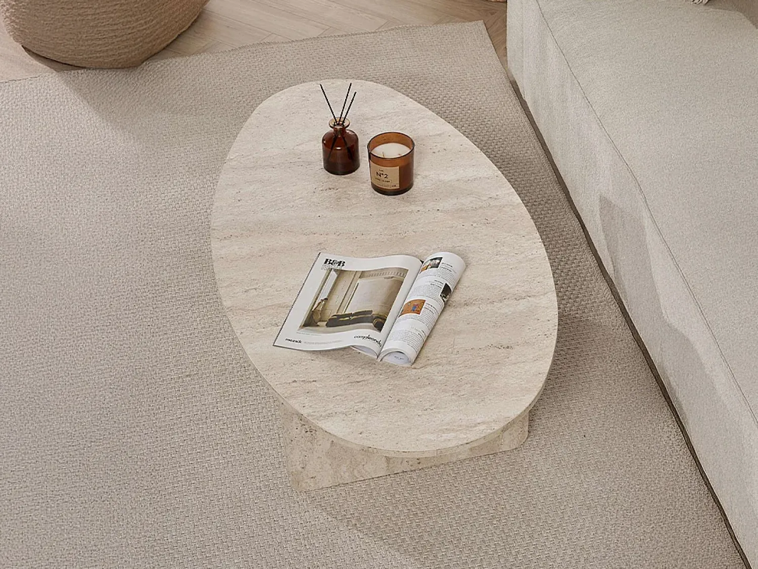 Clearance Vente-unique Mesa de centro - Efeito travertino - ISENORA Bege
