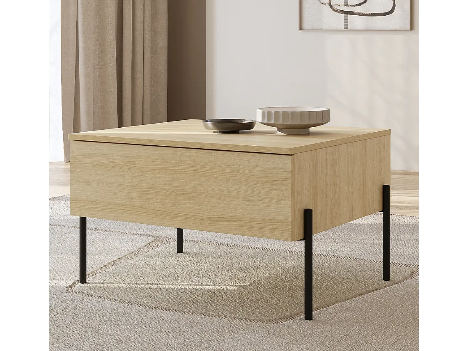 Best Petits-Meubles Mesa de centro 1 gaveta Lucilla madeira 42,7cm Natural claro