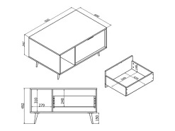 Petits-Meubles Mesa de centro 1 gaveta Luka madeira e 49,2cm^ Mesa De Centro