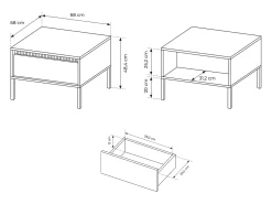 Outlet Mesa de centro: 1 gaveta, móveis: Caxemira, 48,4 x 68 x 68 cm Bege