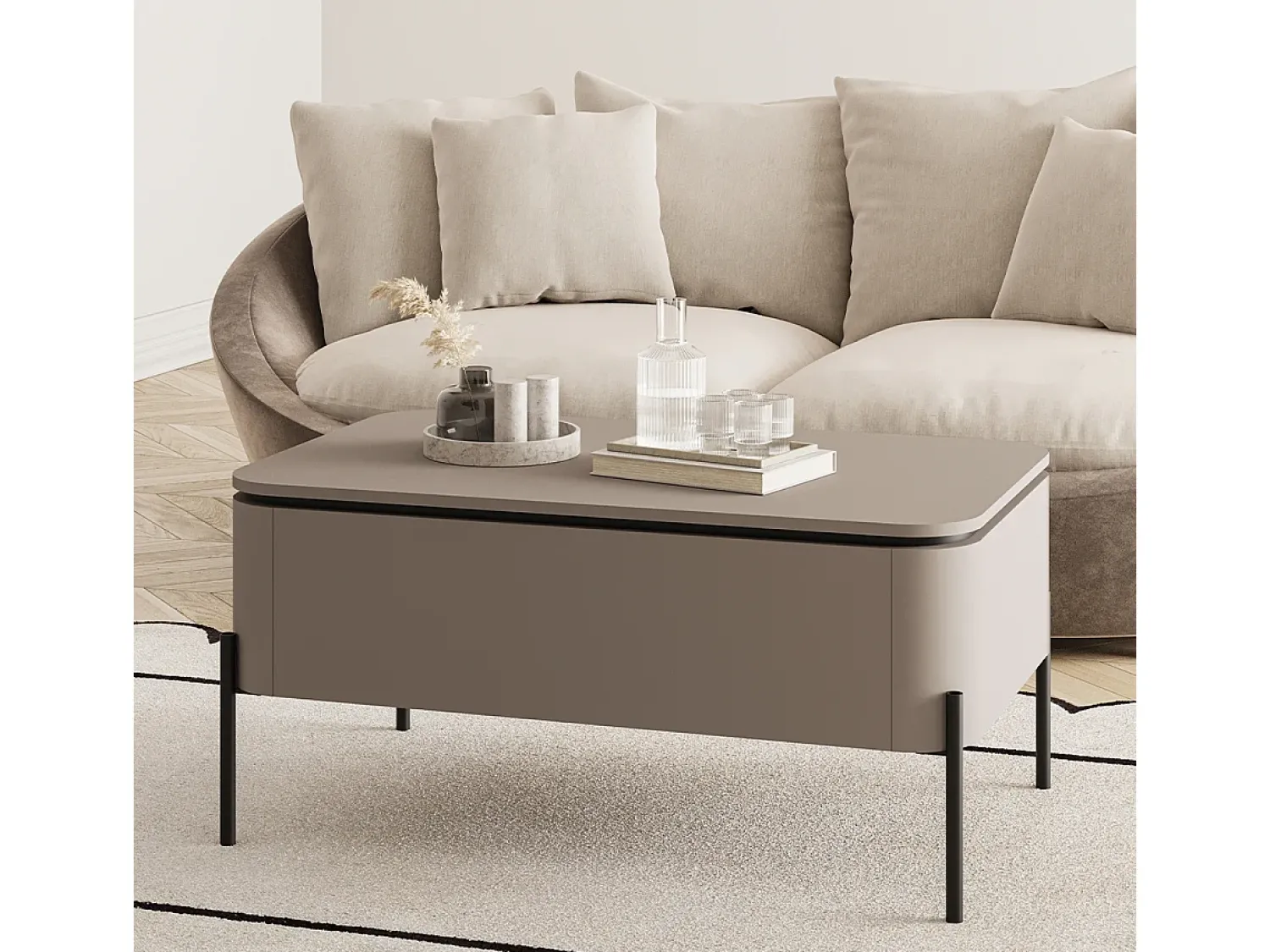 Mesa De Centro|Petits-Meubles Mesa de centro 1 gaveta toupeira 46,8cm Taupe