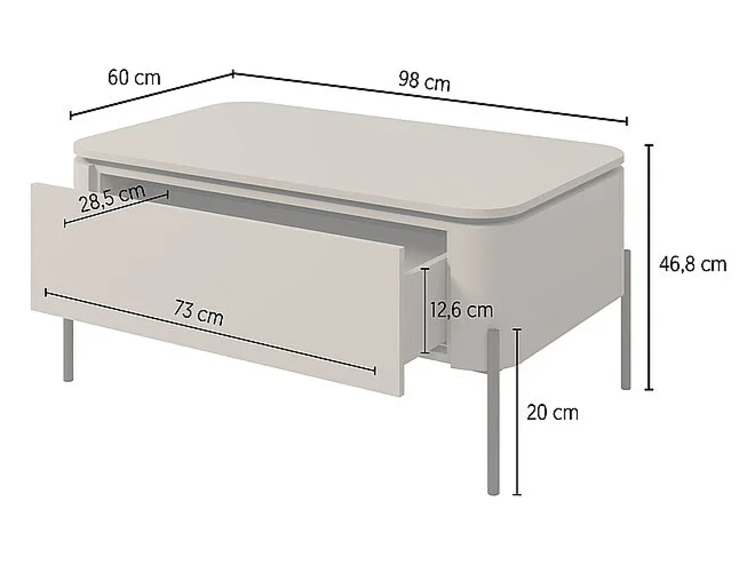Mesa De Centro|Petits-Meubles Mesa de centro 1 gaveta toupeira 46,8cm Taupe