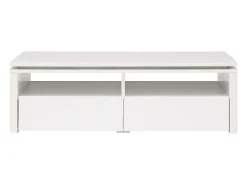 Hot Vente-unique Mesa de centro 2 gavetas e 2 nichos com LEDs - SYLPIA Branco