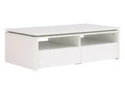 Hot Vente-unique Mesa de centro 2 gavetas e 2 nichos com LEDs - SYLPIA Branco
