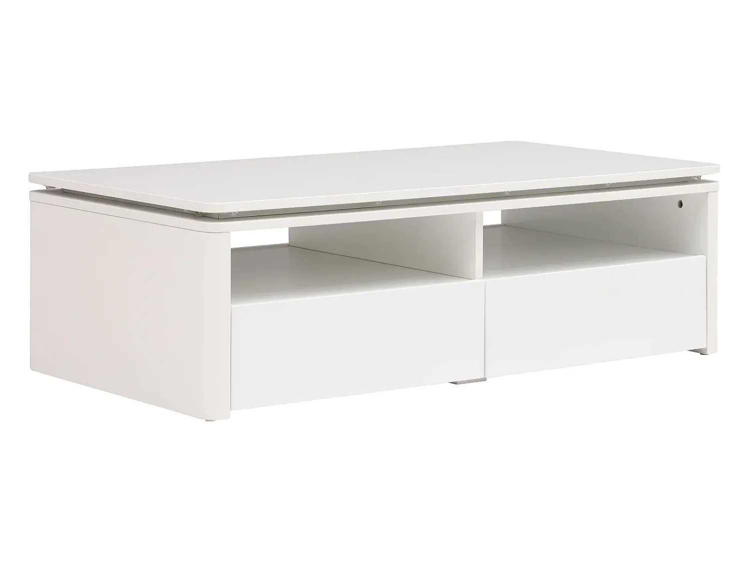Hot Vente-unique Mesa de centro 2 gavetas e 2 nichos com LEDs - SYLPIA Branco