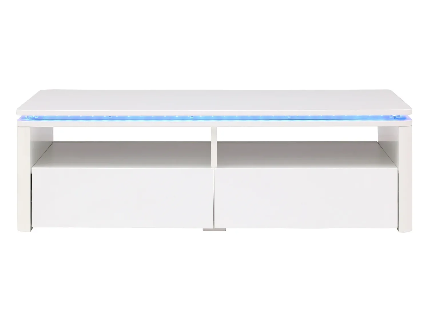 Hot Vente-unique Mesa de centro 2 gavetas e 2 nichos com LEDs - SYLPIA Branco