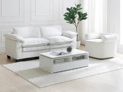 Hot Vente-unique Mesa de centro 2 gavetas e 2 nichos com LEDs - SYLPIA Branco