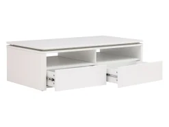 Hot Vente-unique Mesa de centro 2 gavetas e 2 nichos com LEDs - SYLPIA Branco