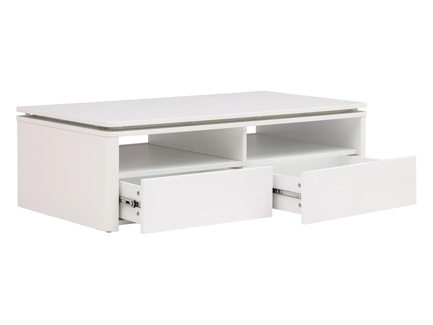 Hot Vente-unique Mesa de centro 2 gavetas e 2 nichos com LEDs - SYLPIA Branco