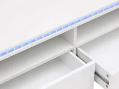 Hot Vente-unique Mesa de centro 2 gavetas e 2 nichos com LEDs - SYLPIA Branco
