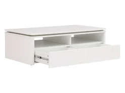 Hot Vente-unique Mesa de centro 2 gavetas e 2 nichos com LEDs - SYLPIA Branco