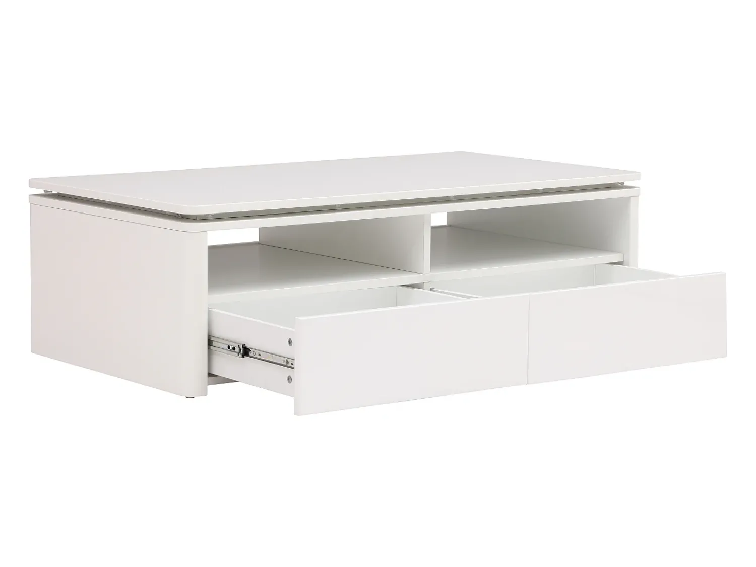 Hot Vente-unique Mesa de centro 2 gavetas e 2 nichos com LEDs - SYLPIA Branco