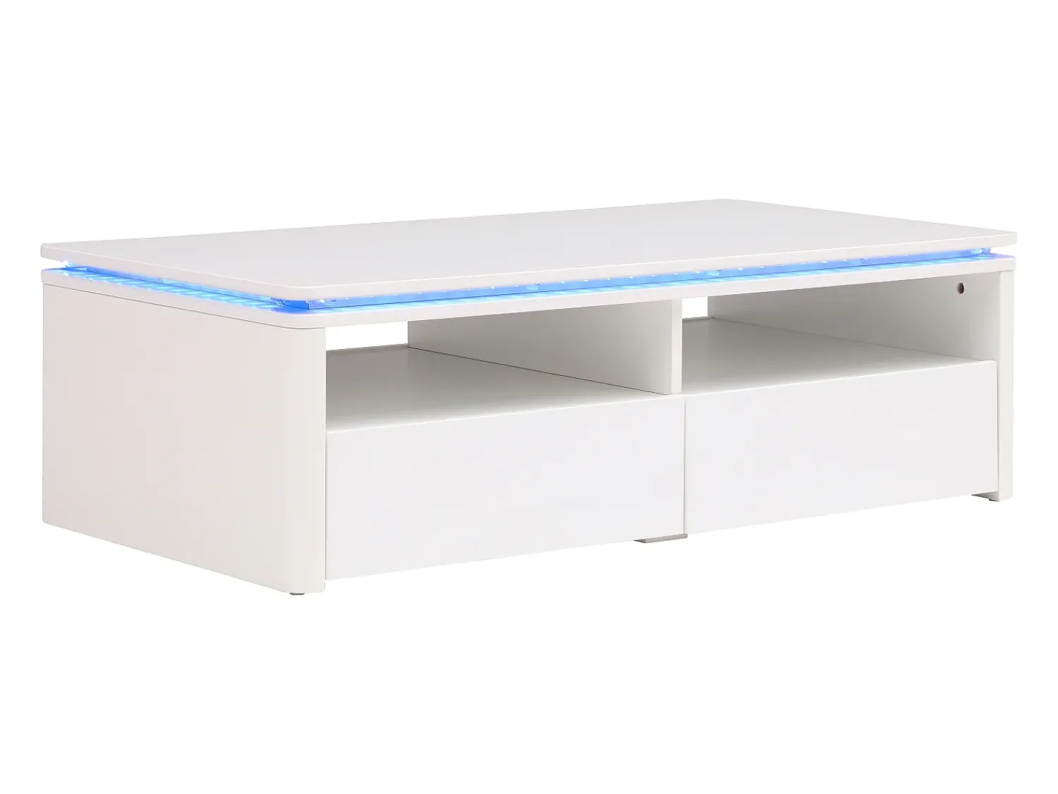 Hot Vente-unique Mesa de centro 2 gavetas e 2 nichos com LEDs - SYLPIA Branco