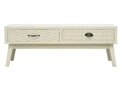 Mesa De Centro*vidaxl Mesa de centro 2 gavetas esculpidas 110x50x40 madeira Cinzento