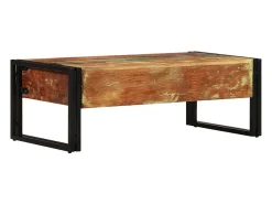 Mesa De Centro|vidaxl Mesa de centro 3 gavetas madeira recuperada maciça 100x50x35 cm Natural claro
