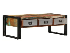 Mesa De Centro|vidaxl Mesa de centro 3 gavetas madeira recuperada maciça 100x50x35 cm Natural claro