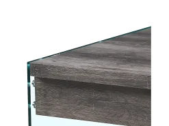 Casa Vital Mesa de centro - MDF e vidro - cinza - KELTON^ Mesa De Centro