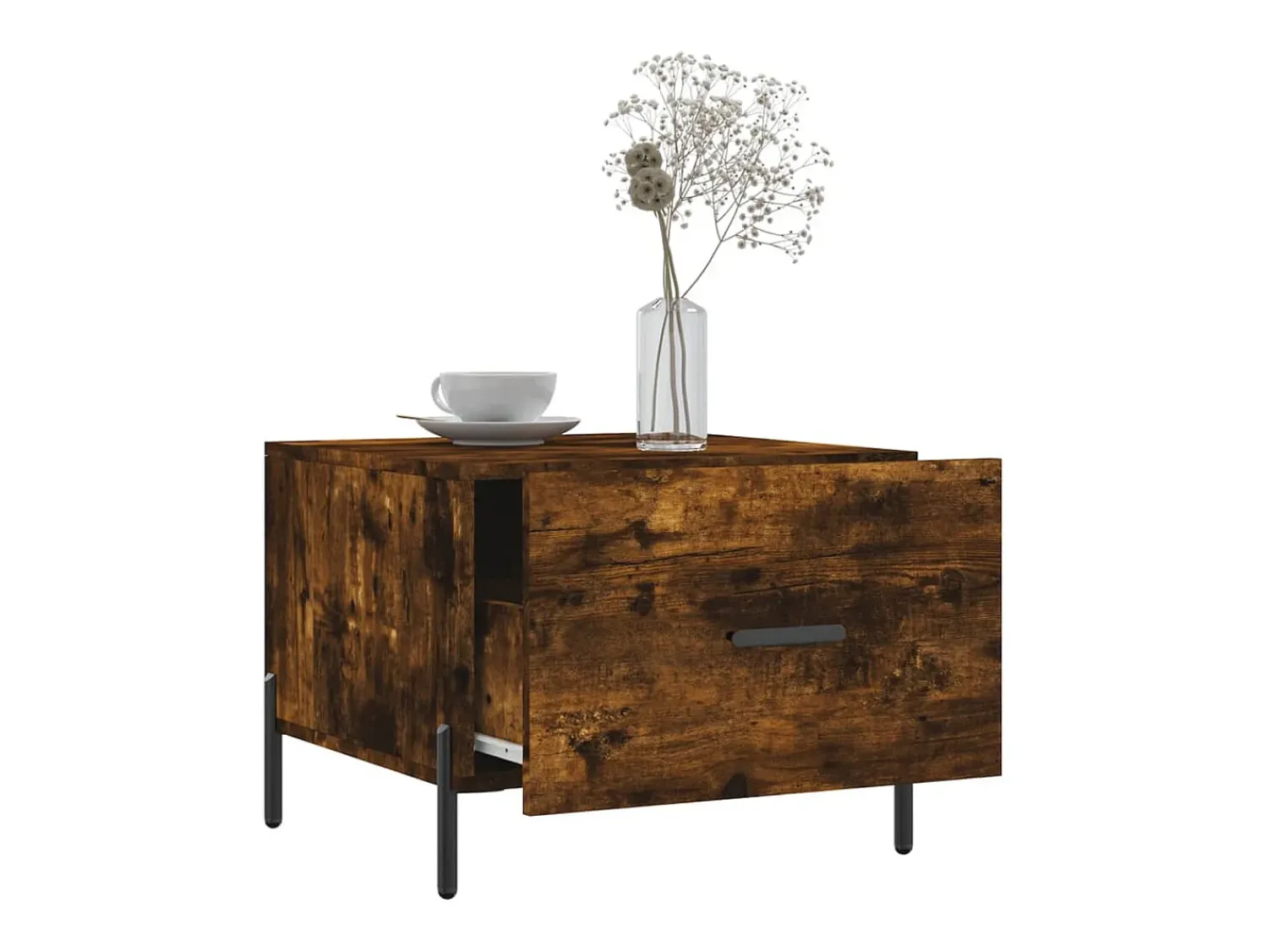 Mesa de centro | Mesa de apoio 50x50x40 cm derivados de madeira carvalho fumado^ Mesa De Centro