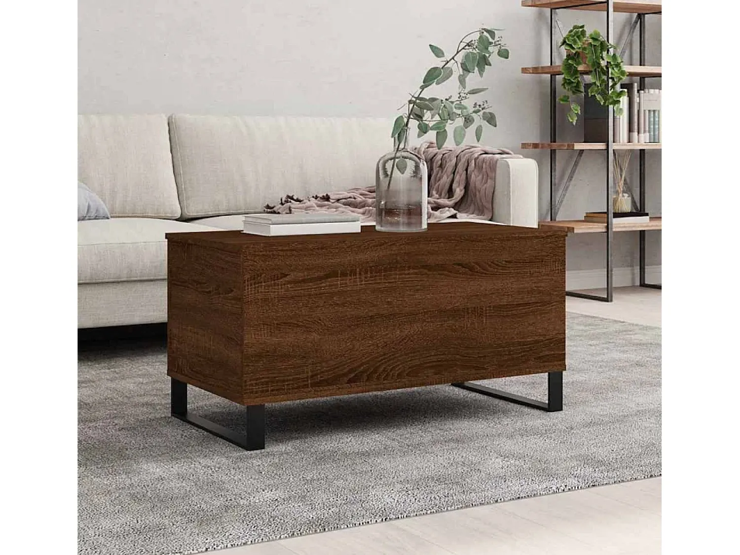 Sale Mesa de centro | Mesa de apoio 90x44.5x45 cm derivados madeira carvalho Castanho