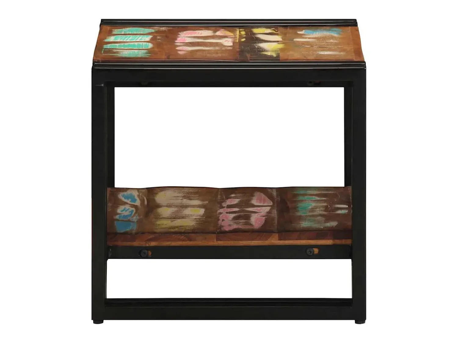 Mesa de centro | Mesa de apoio 40x40x38 cm Madeira recuperada maciça Multicor