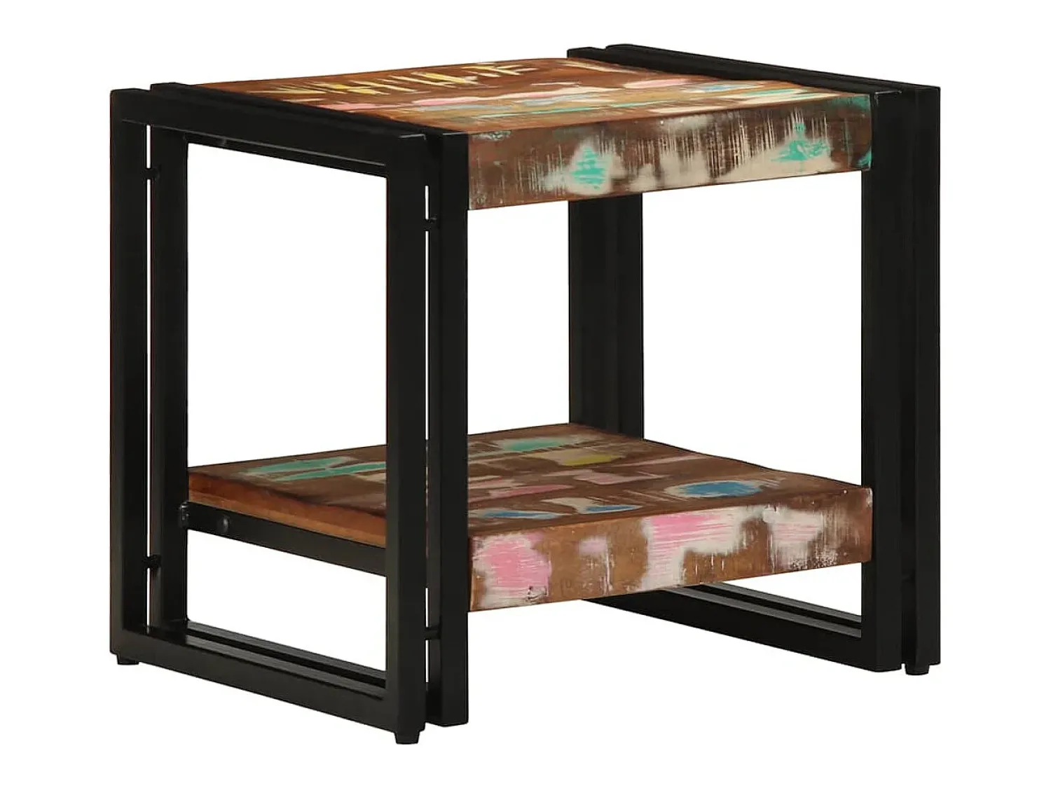 Mesa de centro | Mesa de apoio 40x40x38 cm Madeira recuperada maciça Multicor