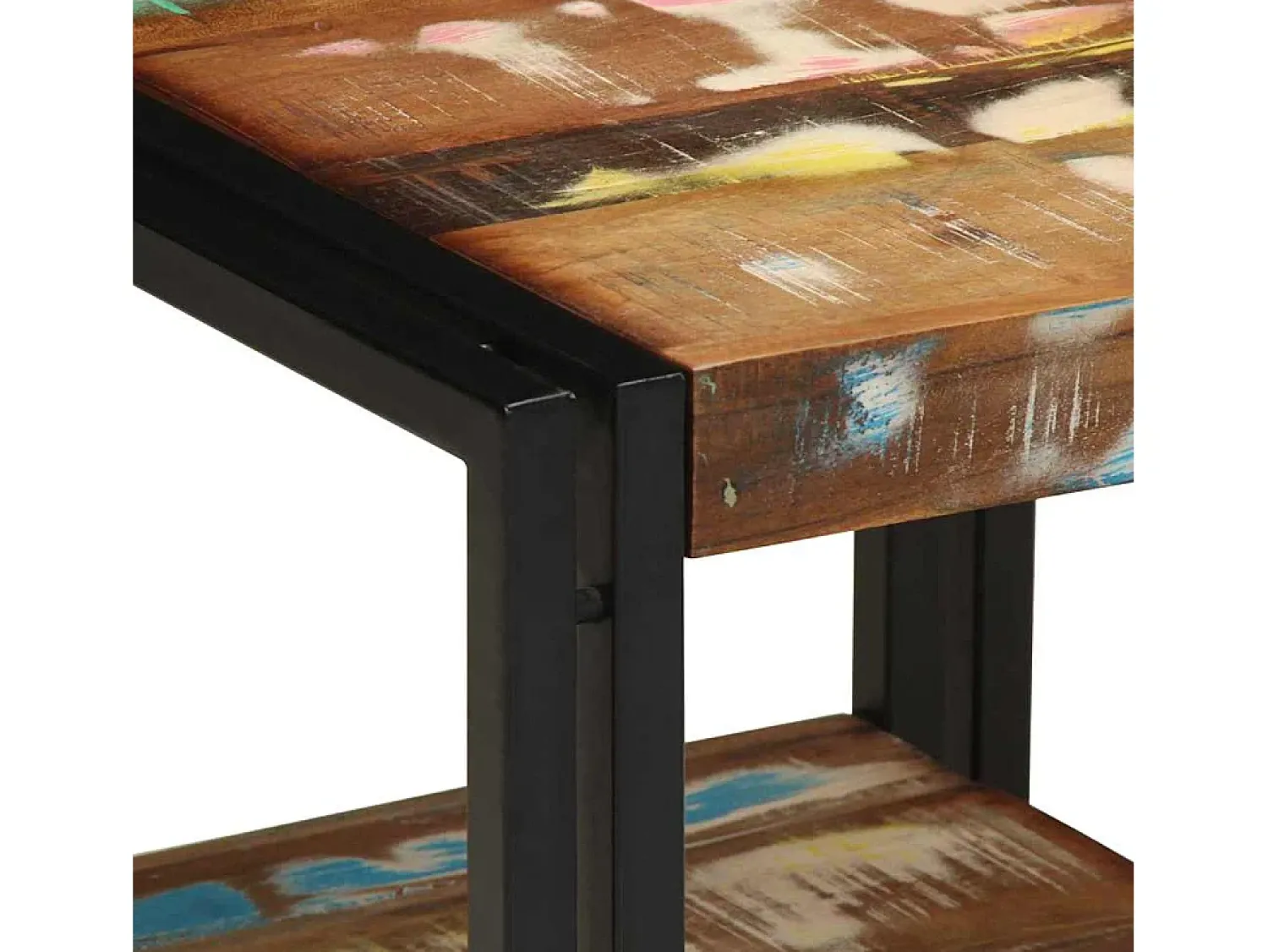 Mesa de centro | Mesa de apoio 40x40x38 cm Madeira recuperada maciça Multicor