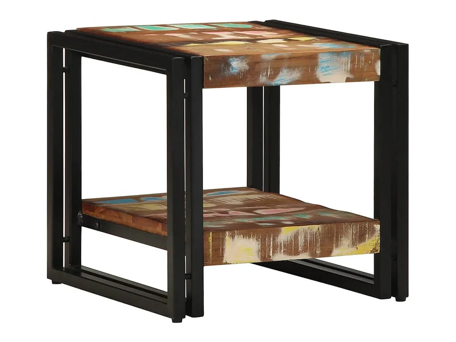 Mesa de centro | Mesa de apoio 40x40x38 cm Madeira recuperada maciça Multicor