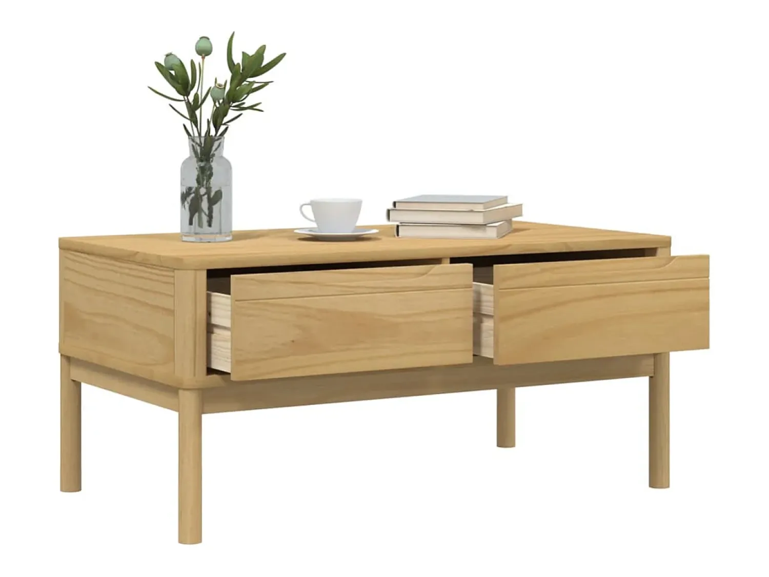 Mesa De Centro* Mesa de centro | Mesa de apoio FLORO 99x55.5x45 cm pinho maciço mel Castanho