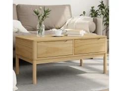 Mesa De Centro* Mesa de centro | Mesa de apoio FLORO 99x55.5x45 cm pinho maciço mel Castanho