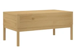 Mesa De Centro* Mesa de centro | Mesa de apoio FLORO 99x55.5x45 cm pinho maciço mel Castanho
