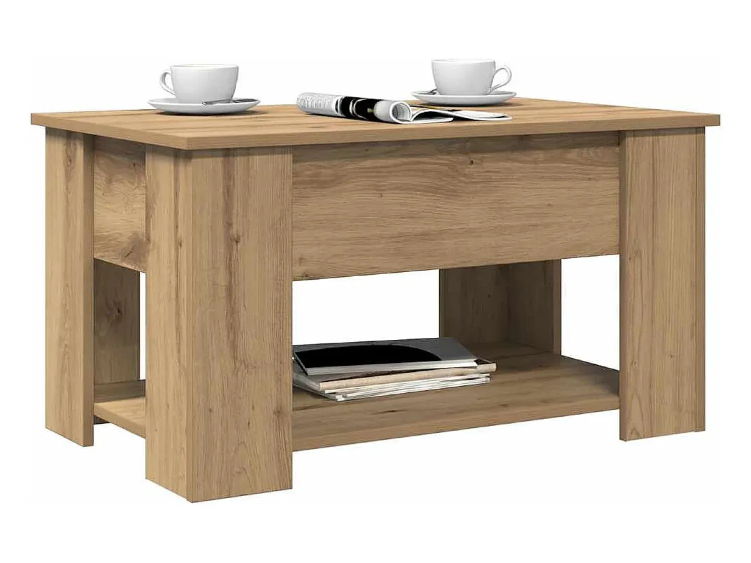 Hot Mesa de centro | Mesa de apoio | Mesa de café 79x49x41 cm derivados madeira carvalho artisiano Castanho