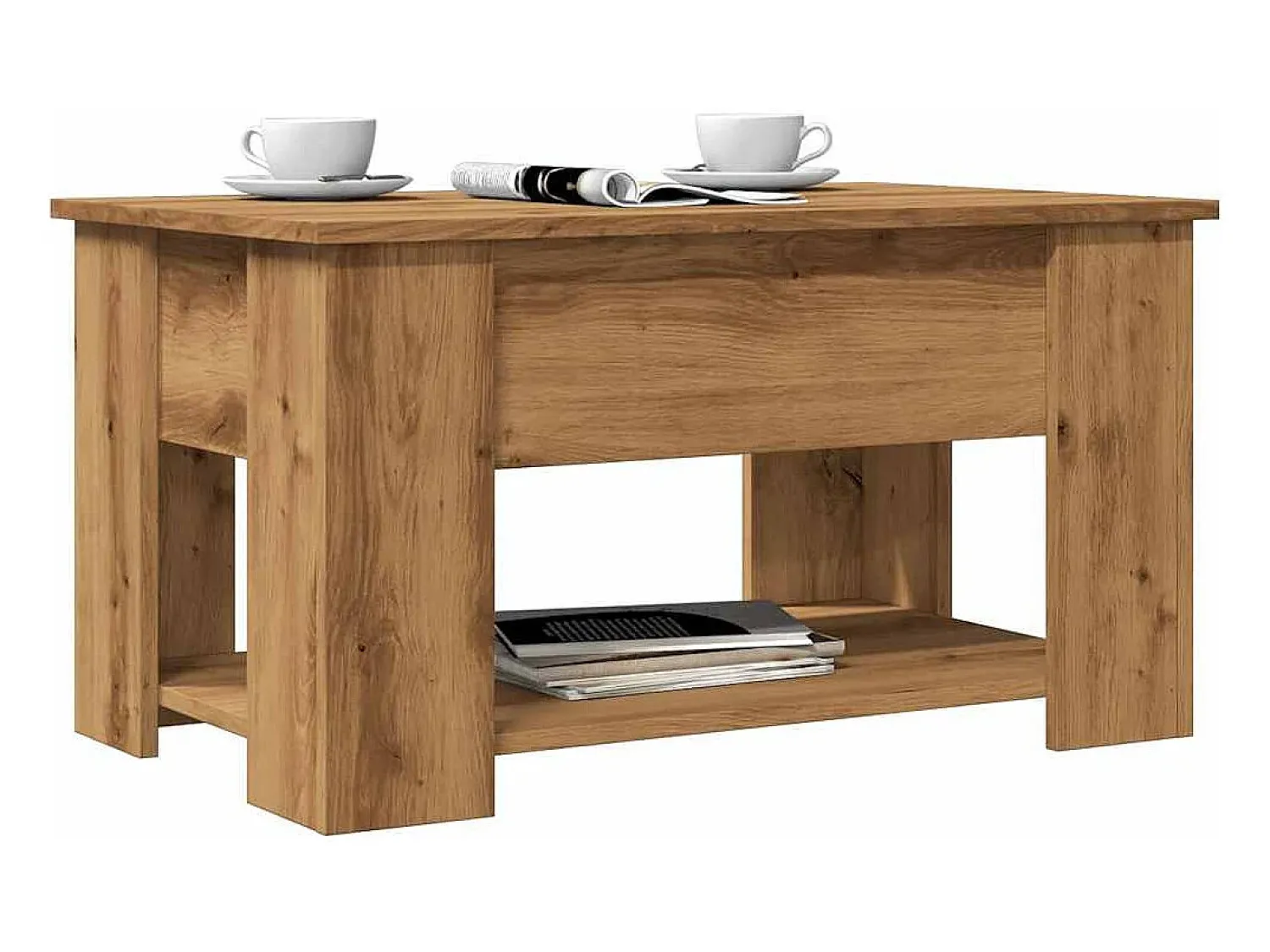 Hot Mesa de centro | Mesa de apoio | Mesa de café 79x49x41 cm derivados madeira carvalho artisiano Castanho