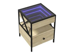 Mesa De Centro* Mesa de centro | Mesa de apoio luzes LED Infinity 40x40x51 cm carvalho sonoma Castanho