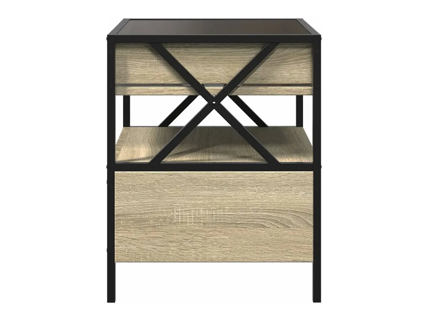 Mesa De Centro* Mesa de centro | Mesa de apoio luzes LED Infinity 40x40x51 cm carvalho sonoma Castanho