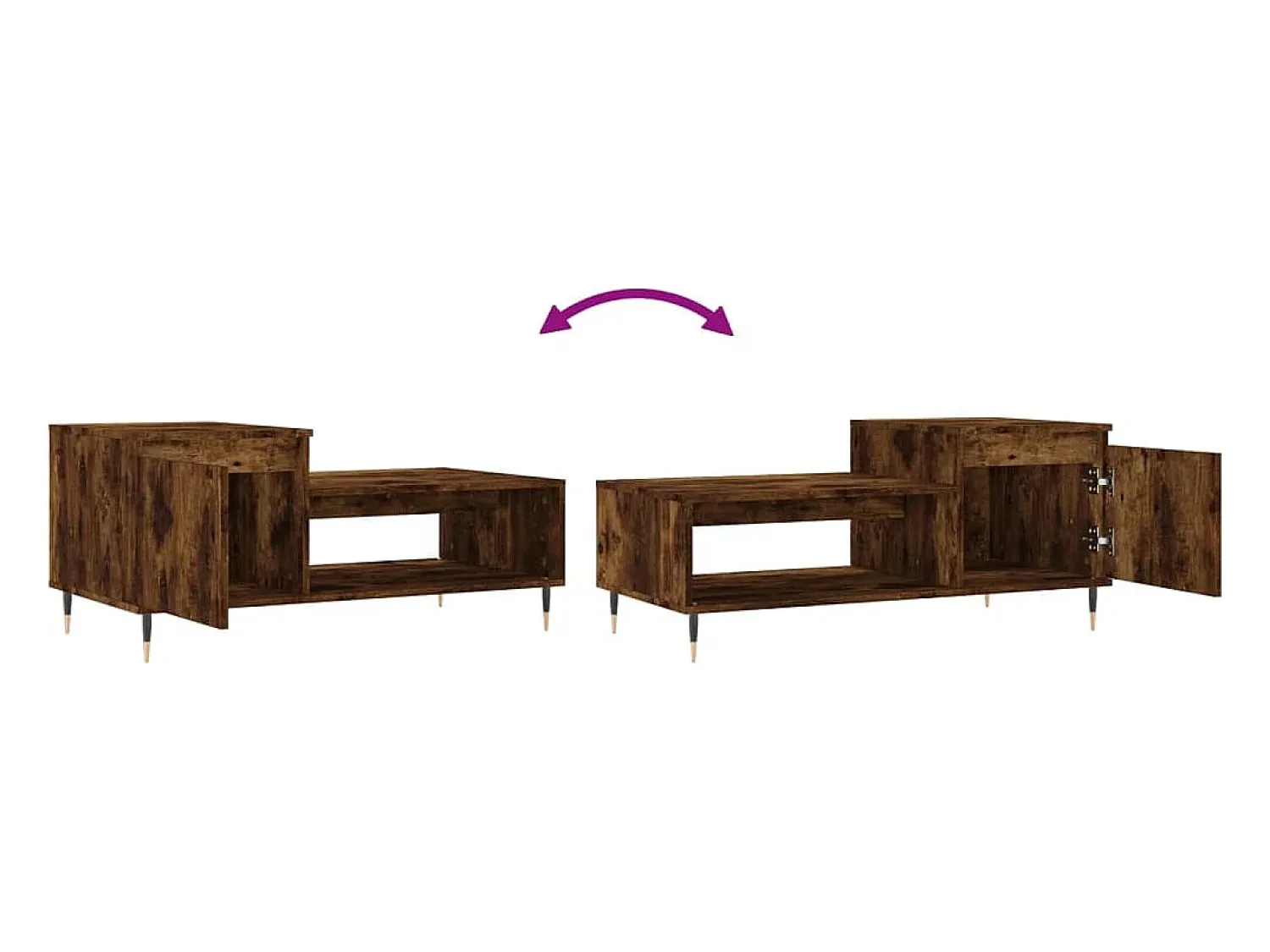 Mesa De Centro| Mesa de centro | Mesa de apoio 100x50x45 cm derivados madeira carvalho fumado Castanho