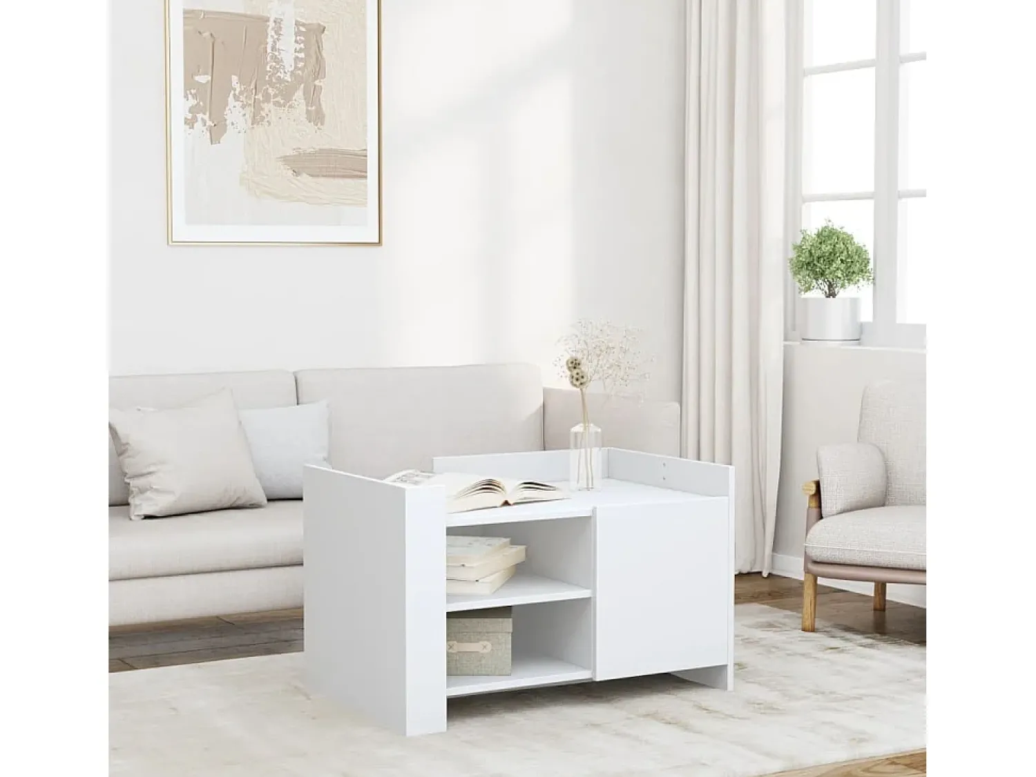 Mesa de centro | Mesa de apoio 80x50x50 cm derivados de madeira^ Mesa De Centro