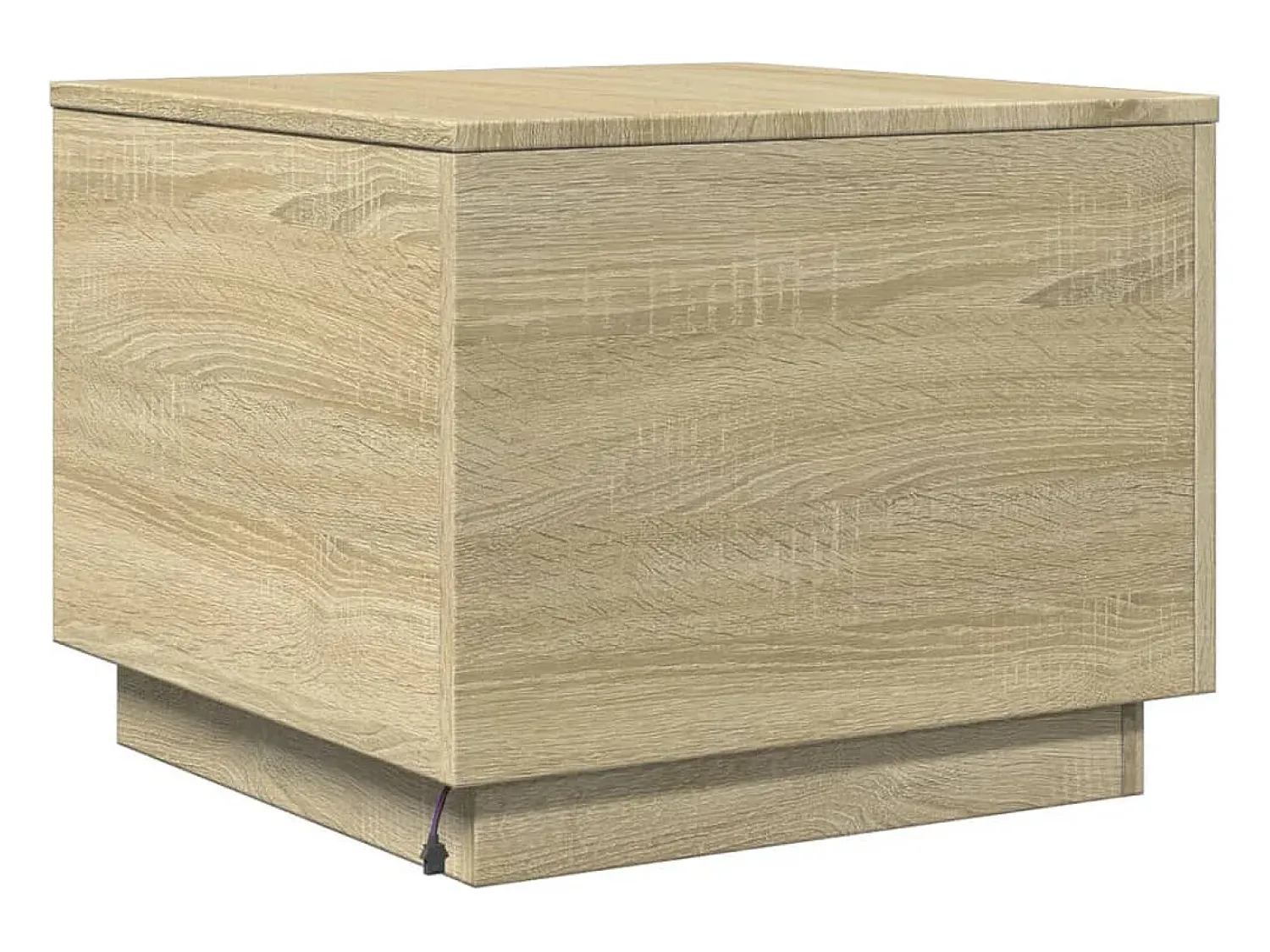 Mesa De Centro* Mesa de centro | Mesa de apoio com luzes LED 50x50x40 cm carvalho sonoma Castanho