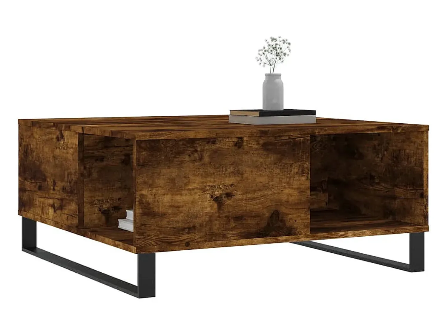 Mesa De Centro* Mesa de centro | Mesa de apoio 80x80x36.5 cm derivados madeira carvalho fumado Castanho